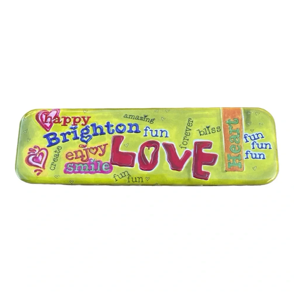 Brighton Tin Vintage Love Fun Red Yellow 10”x3”
